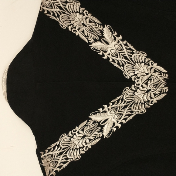 Designer Jacket Artistic Military High Style Silver on Black w Epauletes Quality - Picture 10 of 11